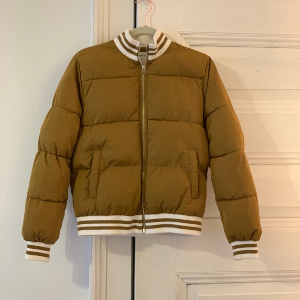 Vintage gold puffy bomber coat